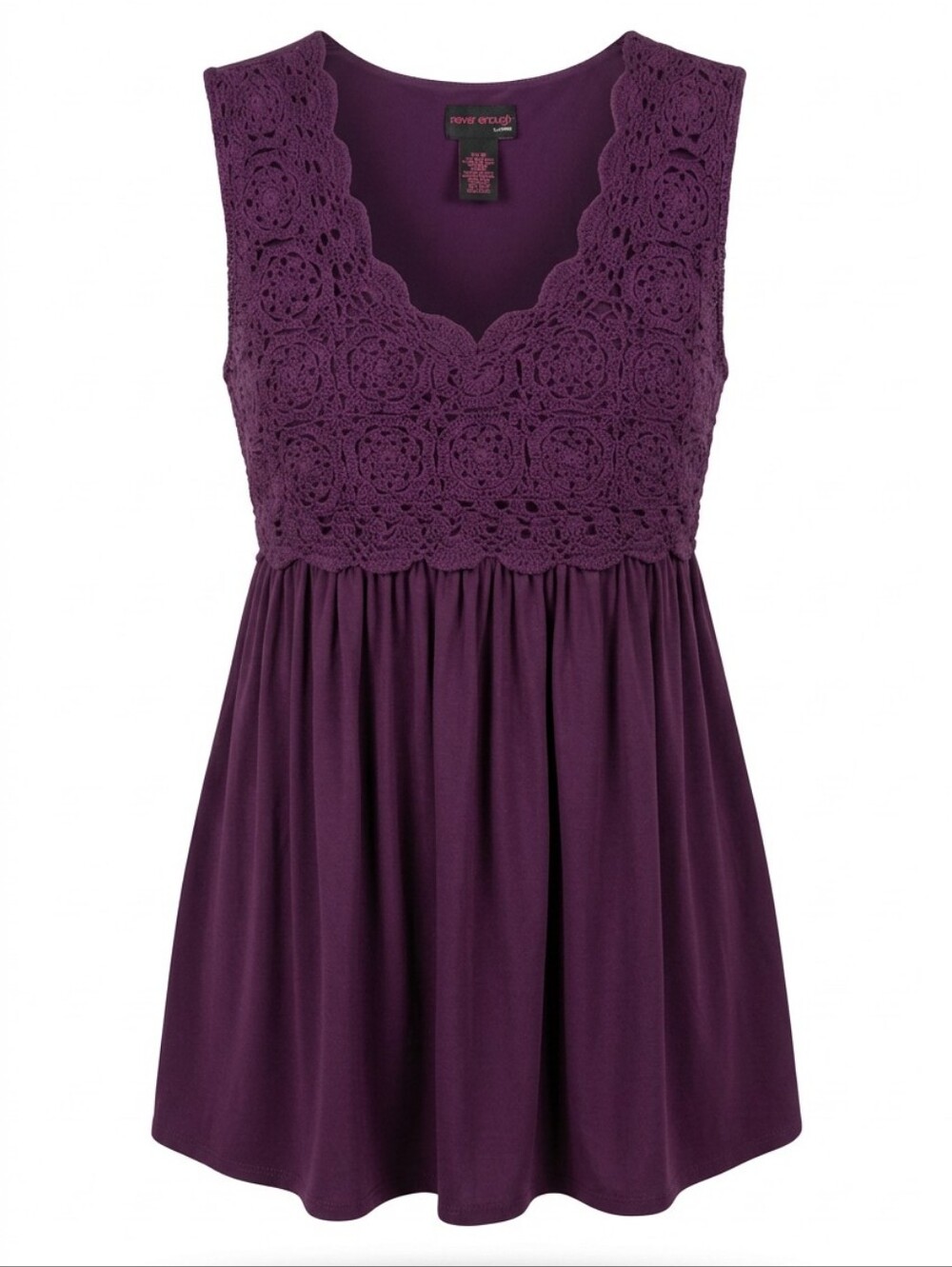Never Enough Crochet Bodice Sleeveless Top in Deep Plum